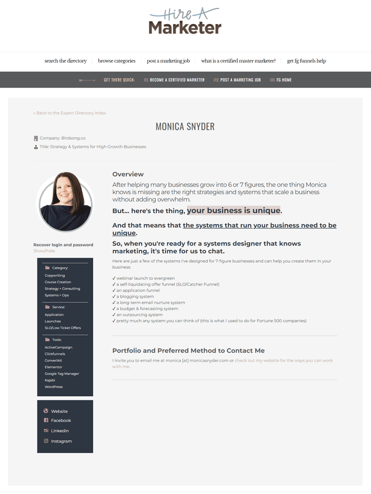 Hire A Marketer Website